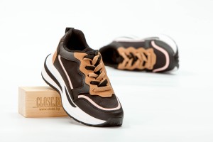 Дамски спортни обувки Vilana черни с кафяво и розово 2