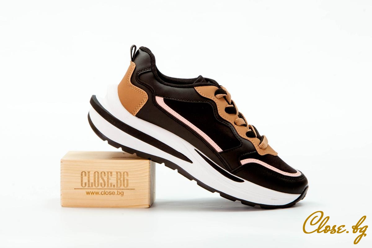 Дамски спортни обувки Vilana черни с кафяво и розово