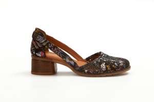 Дамски обувки на ток Juliya черни с принт 1