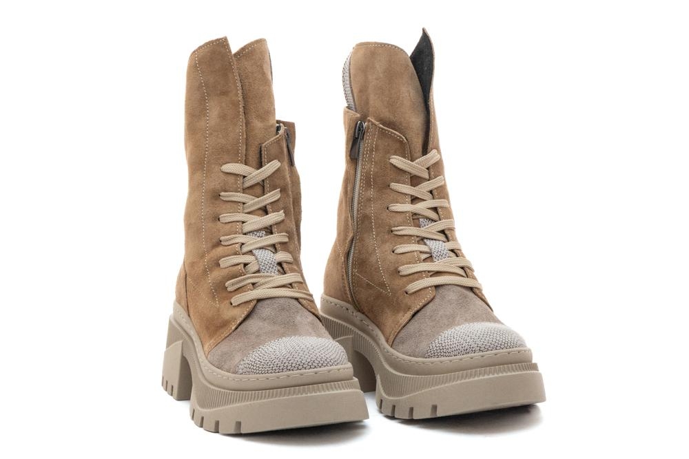 Дамски ежедневни боти Emy светлокафяви с бежово