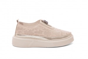 Дамски ежедневни обувки Esina бежови със златно 1